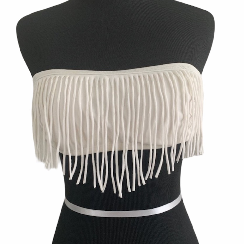 Xhilaration white fringe strapless bikini top XL